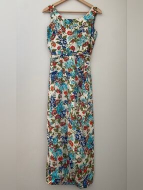 Vintage Floral Print Dress With Matching Scarf